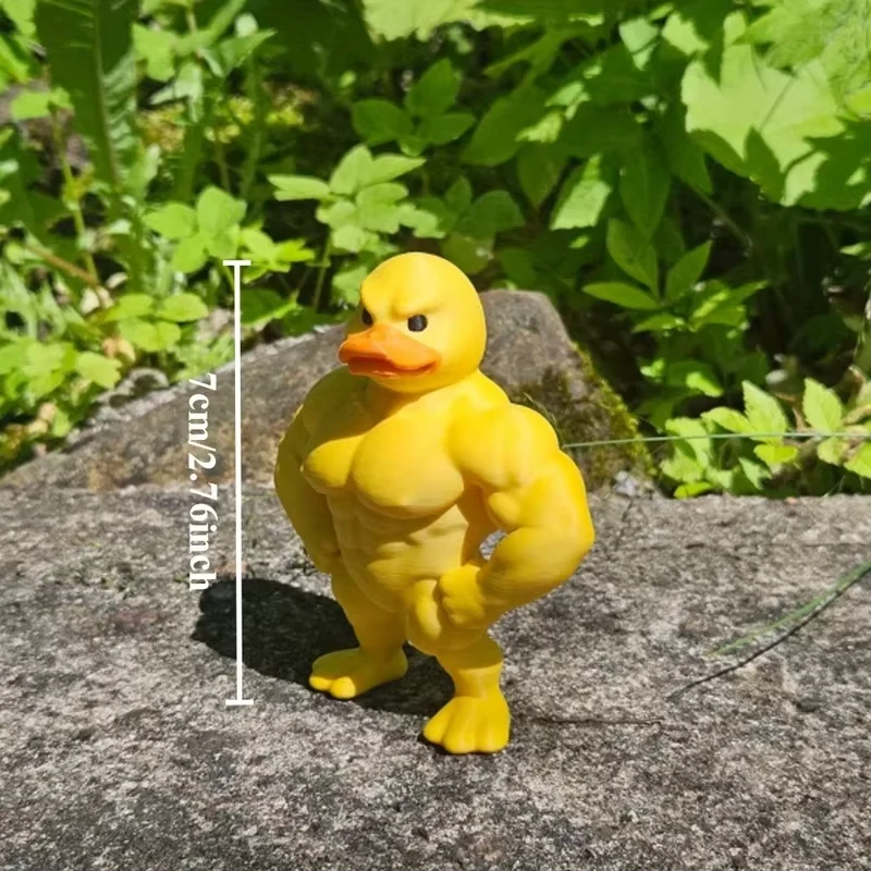 pc Muscle Duck Statue - 3D Desktop Decor, Cute Bookshelf Whimsical Figurine, Multifunctional Indoor/Outdoor Decoration