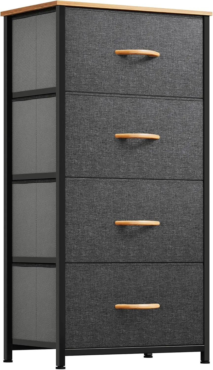 

Dresser with 4 Drawers - Fabric Storage Tower, Organizer Unit for Bedroom, Living Room, Hallway, Closets - Sturdy Steel Frame