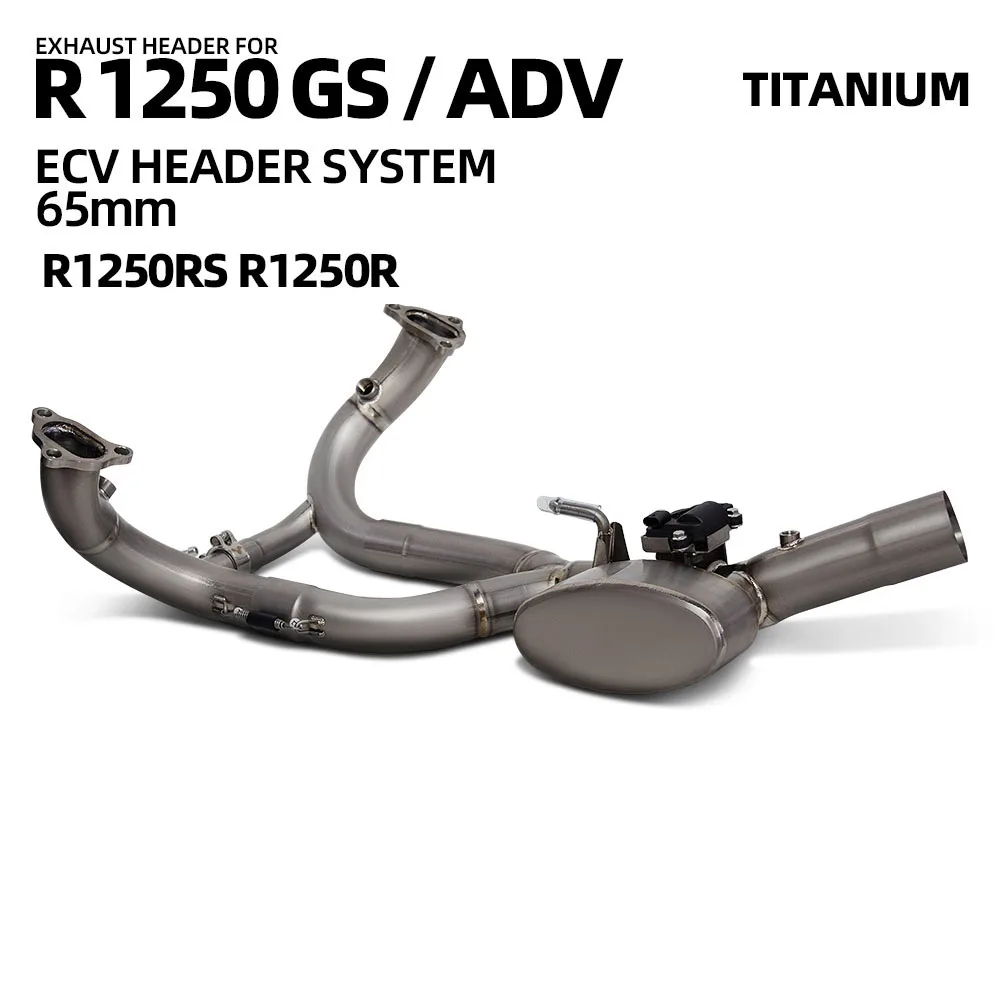 Motorcycle Exhaust Header Pipe Compatible OE Muffler For BMW R1250GS ADV Full Titanium Front Link Pipe Escape Racing Line 65mm