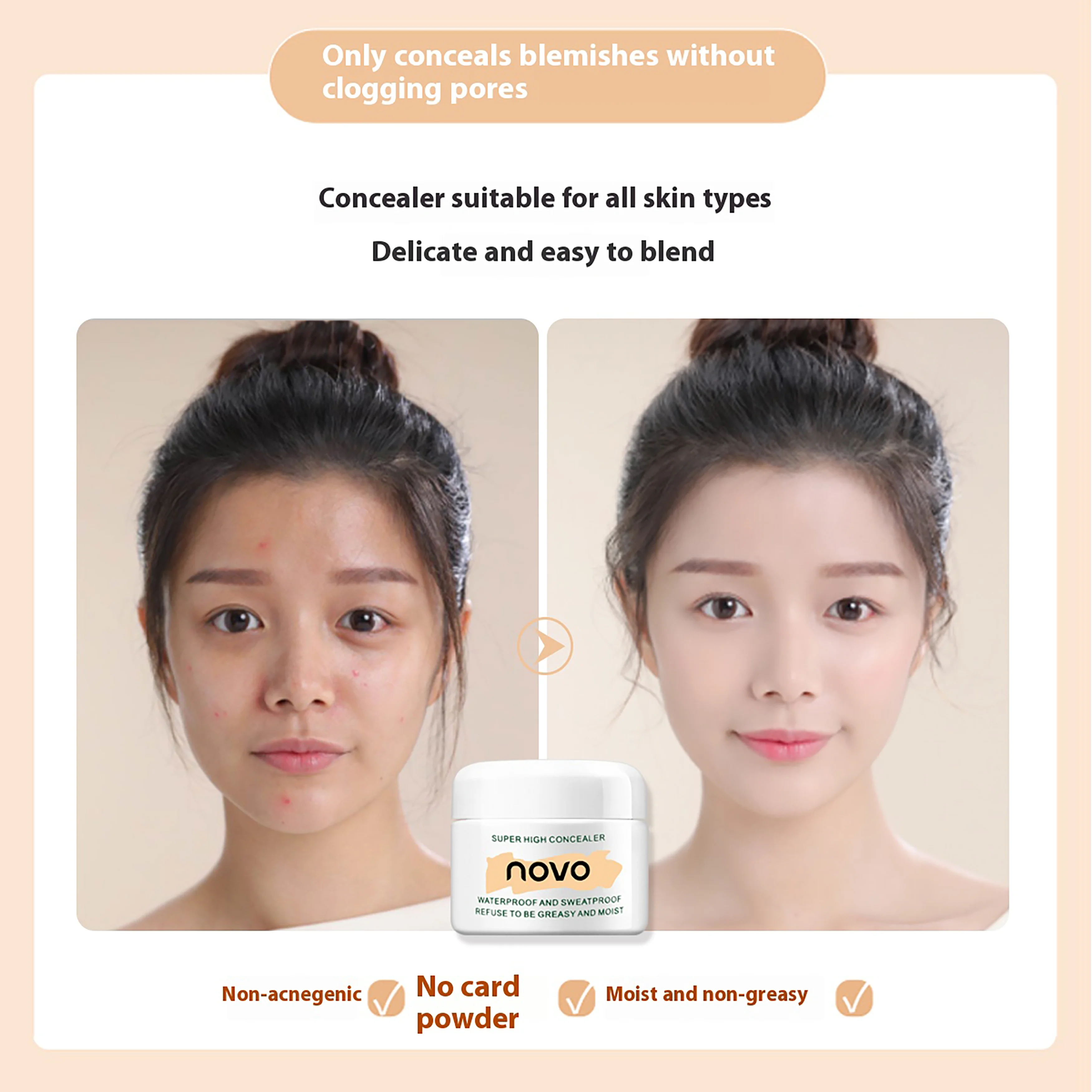 Corretivo impecável para hollows under-eye, olheiras, manchas faciais e marcas de acne. Adequado para uso diário e presente.