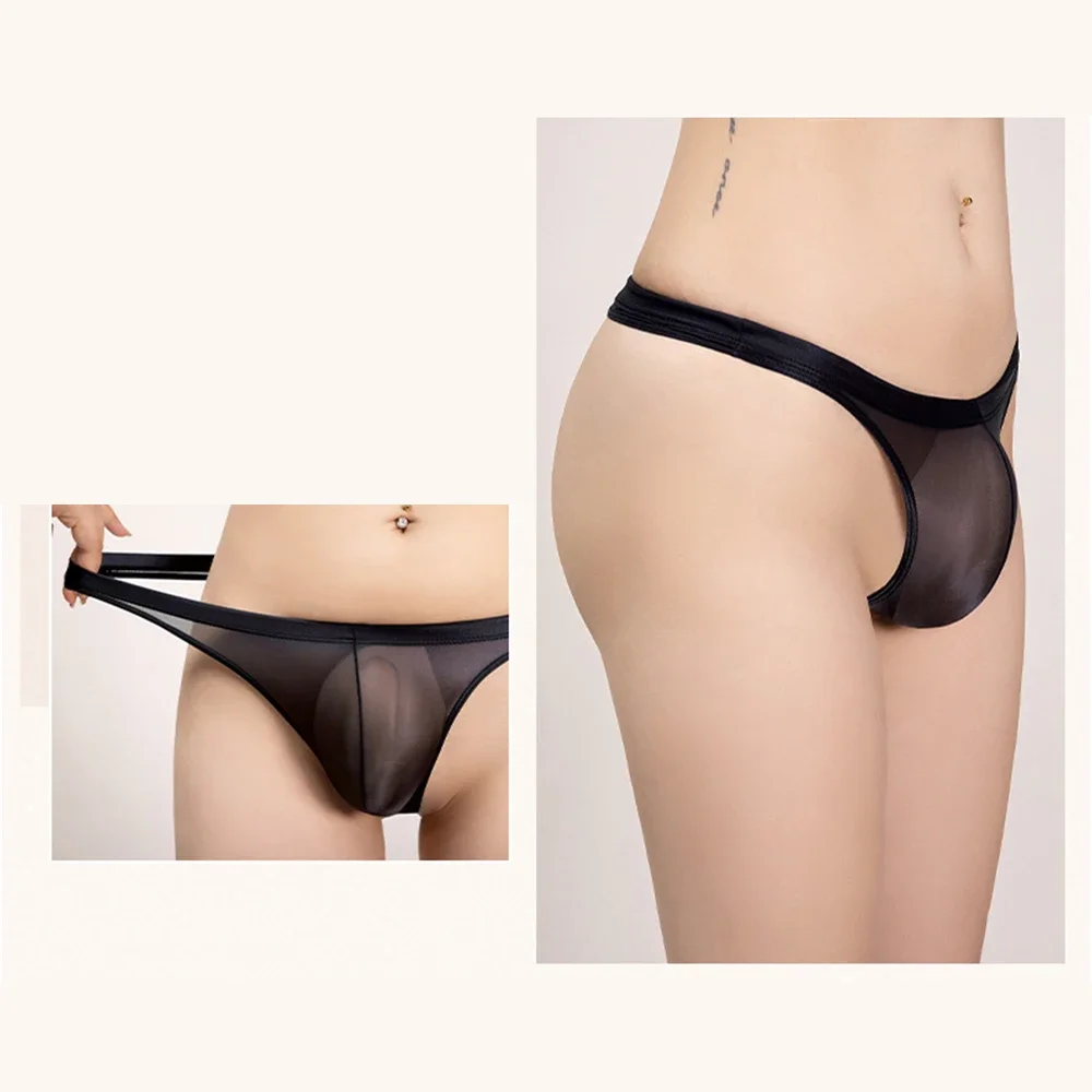 Sexy Men Ultra-thin See Through Thong Briefs Solid Color Breathable G String Panties Convex Pouch Underwear Seductive Lingerie