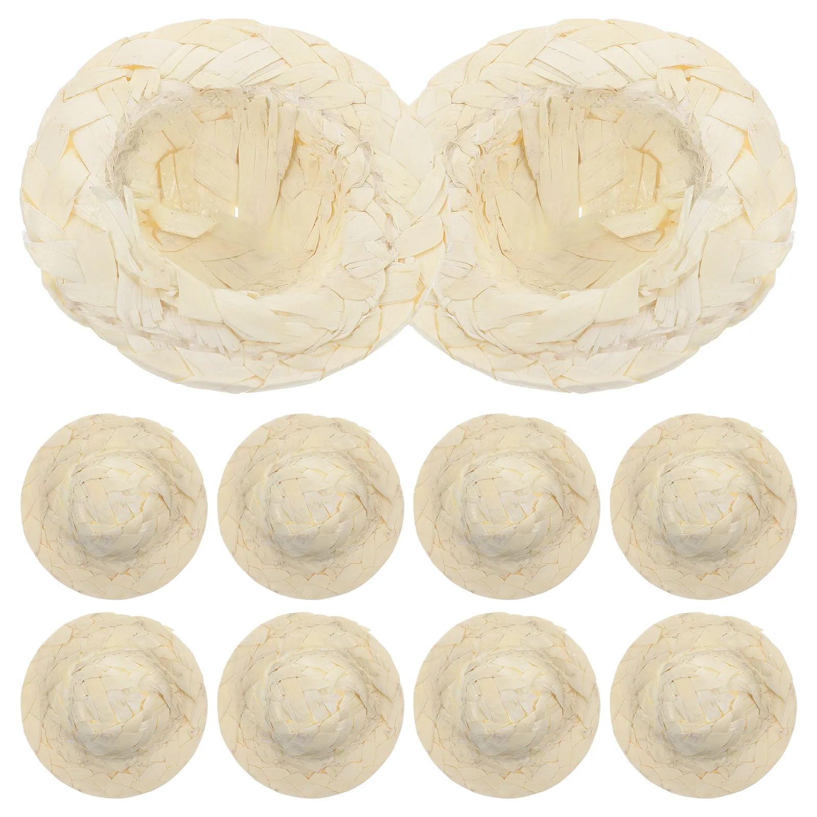 10Pcs Mini Straw Hats Mini Hat Set for Craft Decor Home Classroom Party Supplies Small Woven Hats Woven Hat Ornament