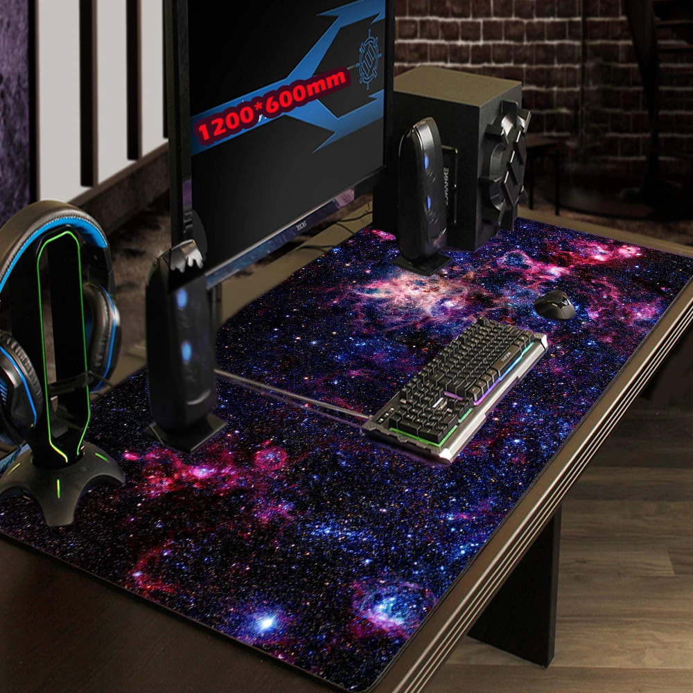 Big Mouse Pad Universe Full-sized Desk Pad Starfield Table Rug Galaxy Gaming Mats Milky Way Home Office Accessories Space Carpet