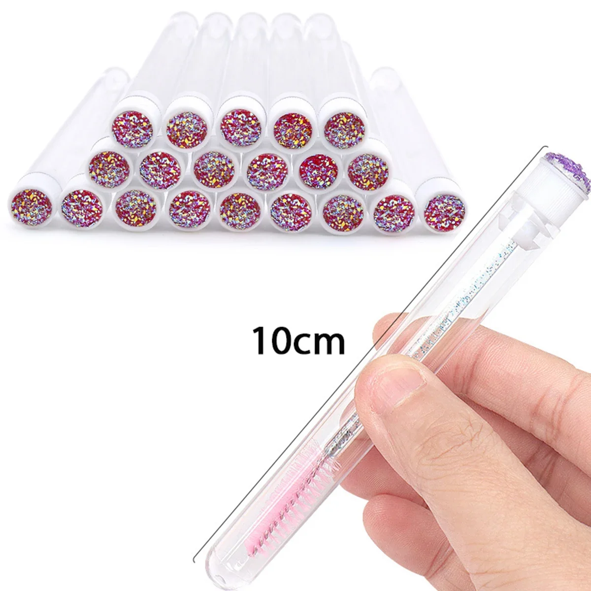 25/50Pcs Eyelash Brush Tubes Crystal Lash Mascara Wands Eyebrow Comb Spoolies Container Lashes Brushes Applicators Makeup Tools