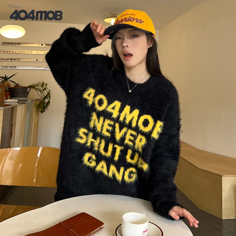 

Soft Cozy round Ne Knitted Sweater Letter Print Casual Sle Long Sve Autumn Winter Women's Top Faion Ele Ladieswear