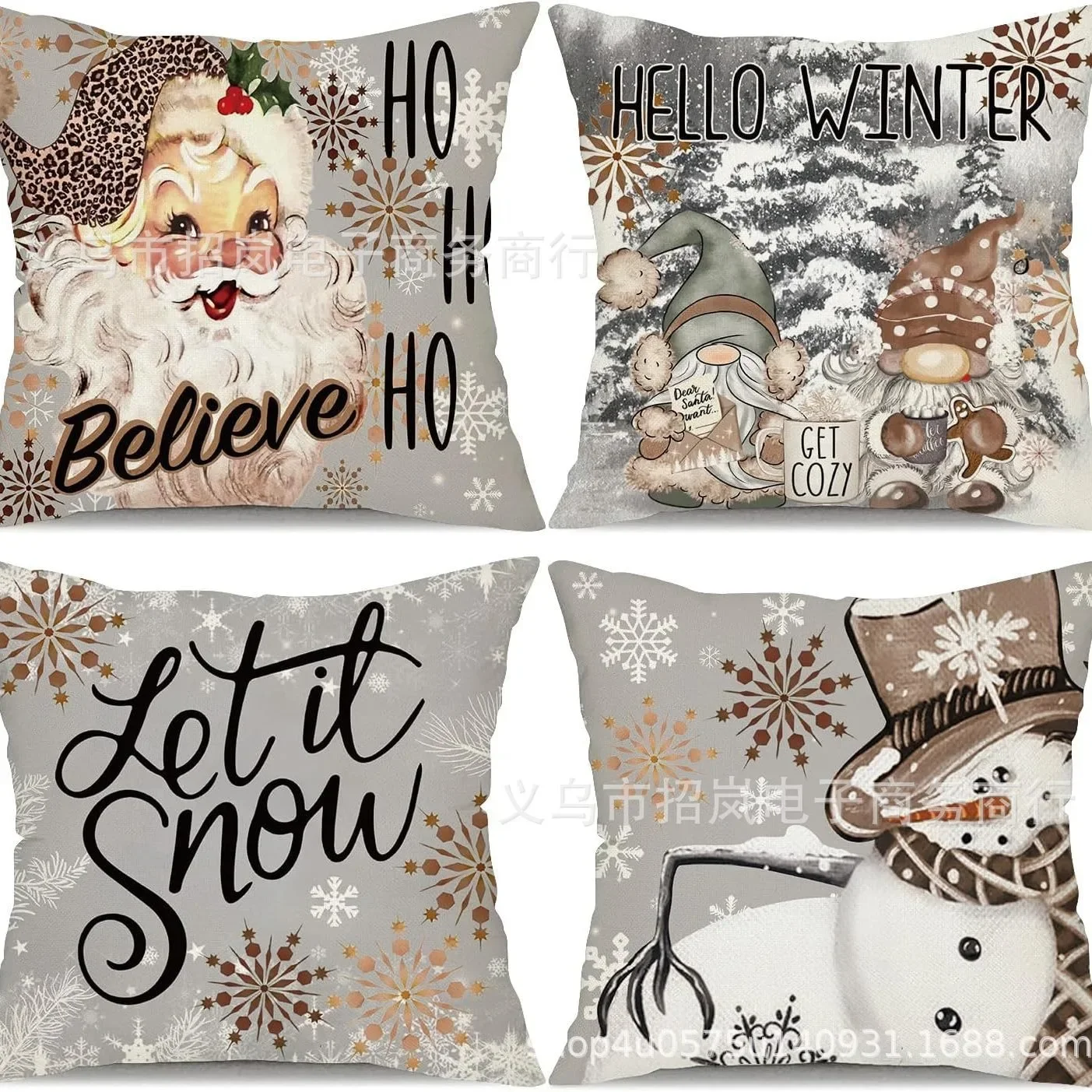 Christmas reindeer snowman throw pillow cover short-haired plush printed festive bedroom/living room sofa decoration cushion
