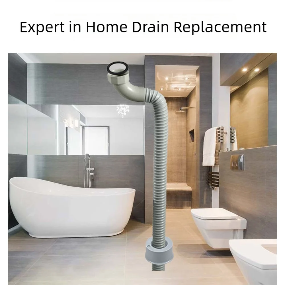 

1 шт., 800 мм, сливной шланг для ванны, гибкий сито для кухонной раковины, удлинитель для раковины, сливной шланг для умывальника, предотвращение запаха G1-1/2 дюйма