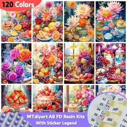 Fruit Flower 120 Colors AB Fairy Dust 5D Resin Diamond Painting With Sticker New Arrivals Decor Mosaic Grape Landscape Wall Art