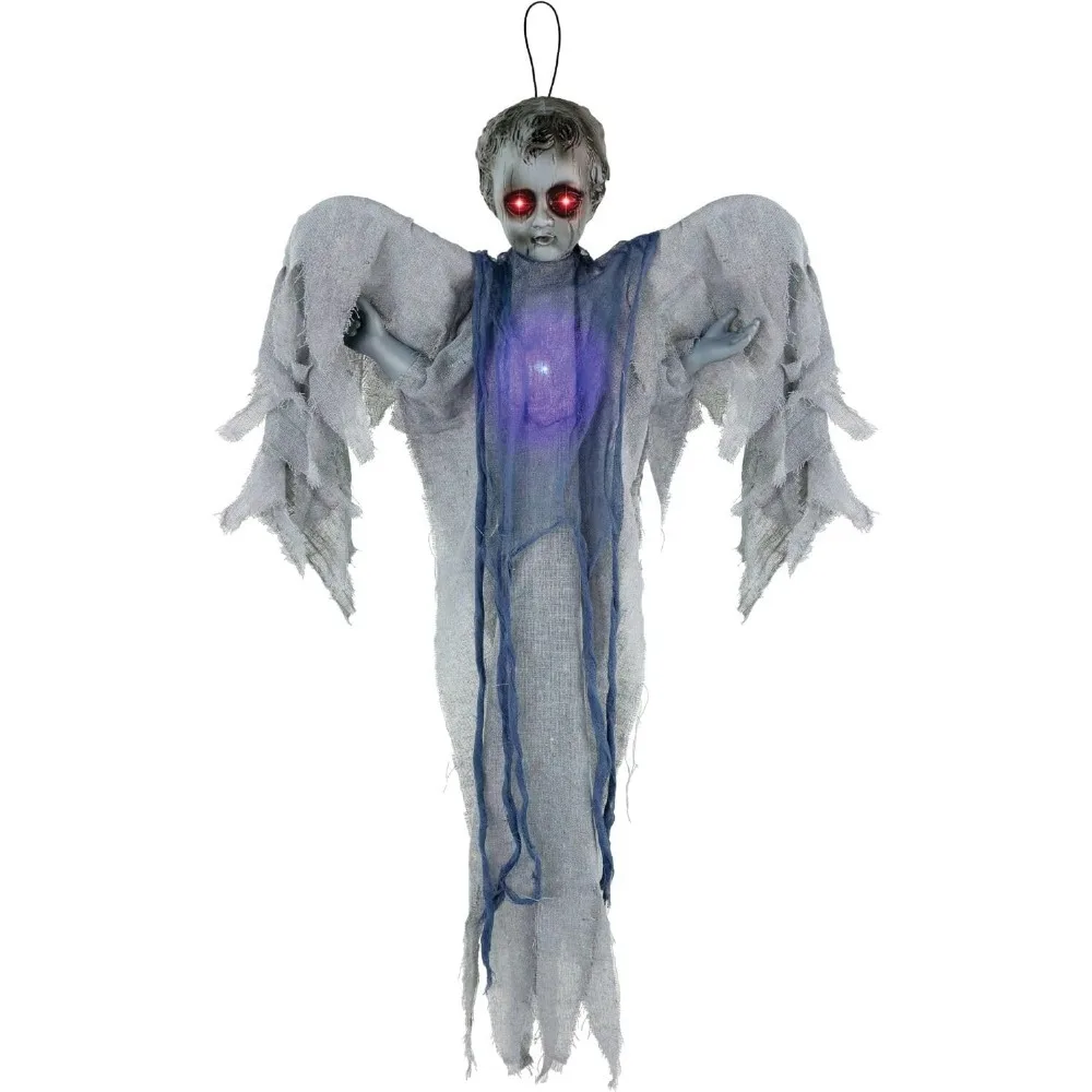 Outdoor Halloween Decoration Animatronic Scary Haunted Angel with Touch Activated Lights and Sound, Battery-Operated Indoor