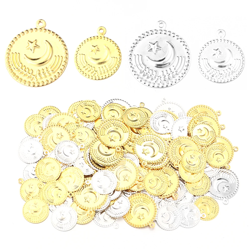 50/100pcs 15/20mm Turkey Vintage Iron Sheet Pendant Round Pendant For Jewelry Making DIY Charms Necklace Earrings Accessories