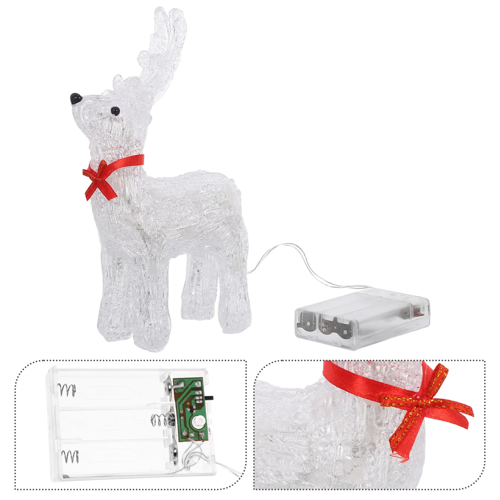 

Light-Up Reindeer Christmas Figure Plastic Sculpture Tabletop Decor Holiday Window Display Prop Festive LED Reindeer Decoration