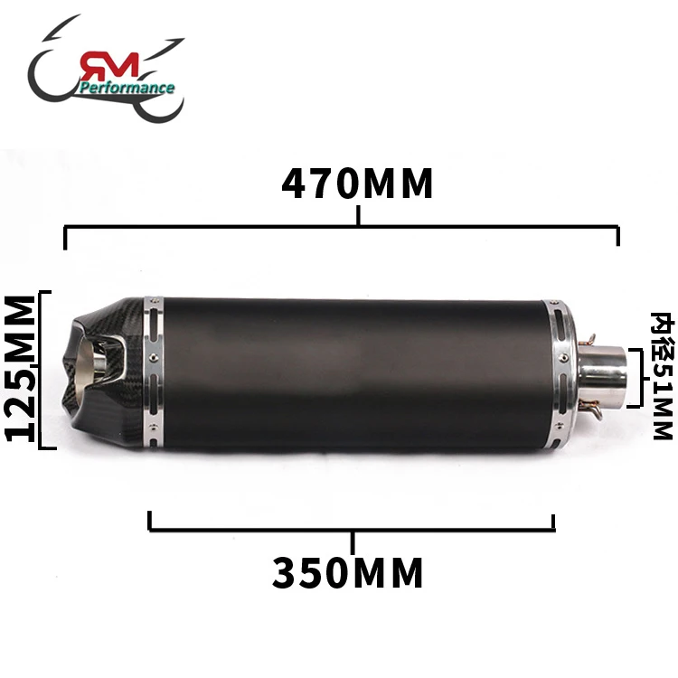 51mm Real Carbon Fiber Exhaust Tips Muffler Pipe Baffles for Universal Motorcycle Modified System 250mm 315mm 380mm 6