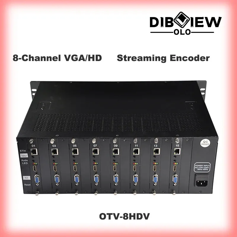 3U Rack OTV-8HDV Provideo 8CH HDMI-compatible VGA CVBS YPbPr Streaming IPTV H264 H265 SRT HLS RTMPs HTTP UDP ONVIF HD SD Encoder