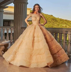 Champagne Charro Quinceanera Dresses Ball Gown Sweetheart Tulle Ruffles Puffy Mexican Sweet 16 Dresses 15 Anos