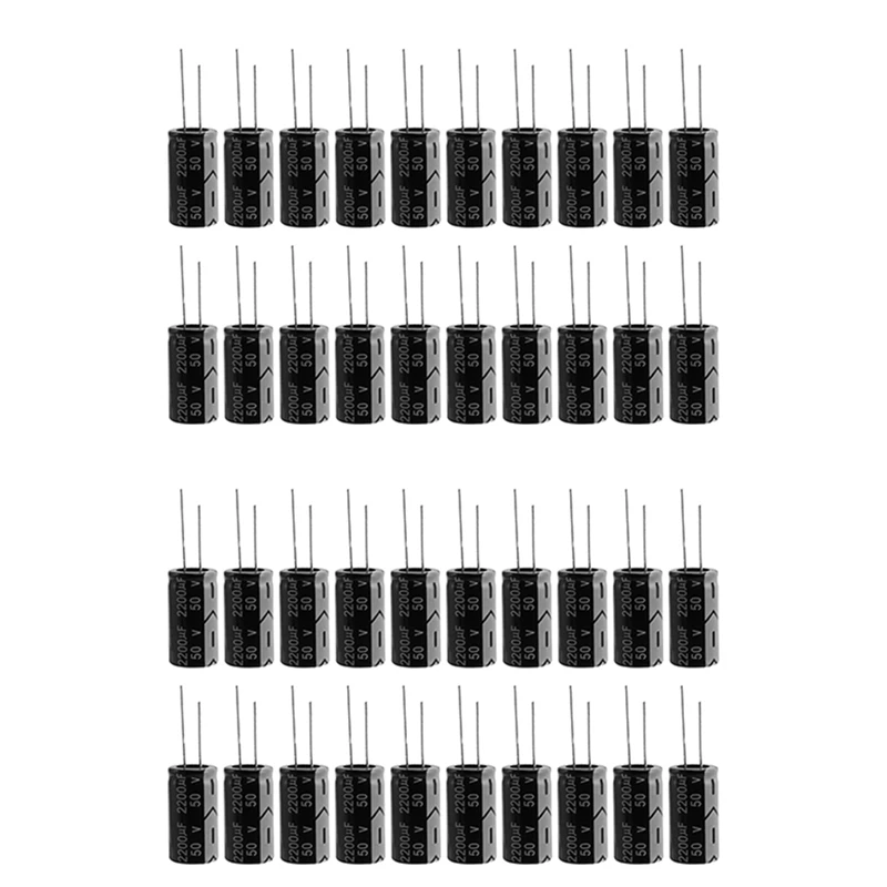 40 Pcs 2200UF 50V 105C Polarized Electrolytic Capacitors 16X31mm