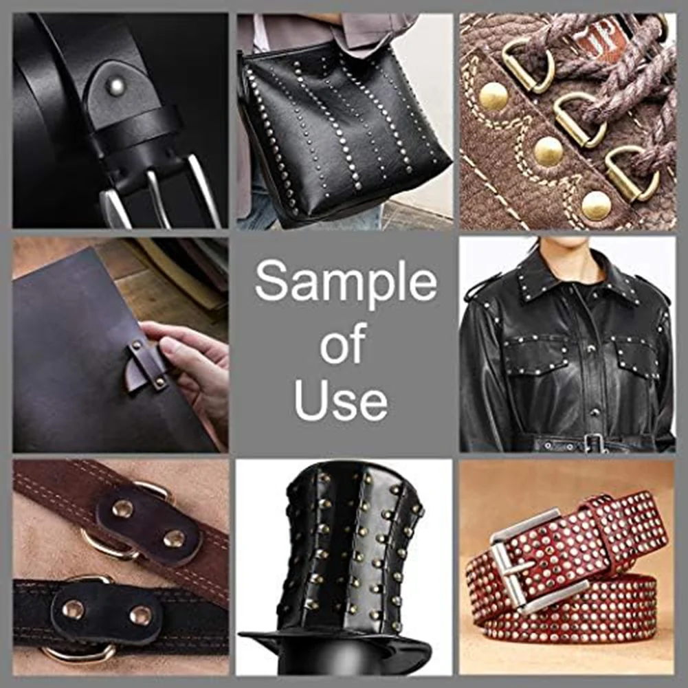 FLYY-340 Sets Leder-Nietenset, Nieten für Leder, Doppelhutnieten, Bekleidungsstoffe zum Reparieren von Kleidung, Schuhen, Taschen, Gürteln, langlebig, D – Detail 5