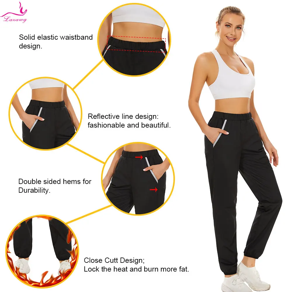 LAZAWG Sauna Set for Women Weight Loss Suit Fitness Top Pants Sweating Jacket Leggings Ladies Body Shaper Workout Sport Gym