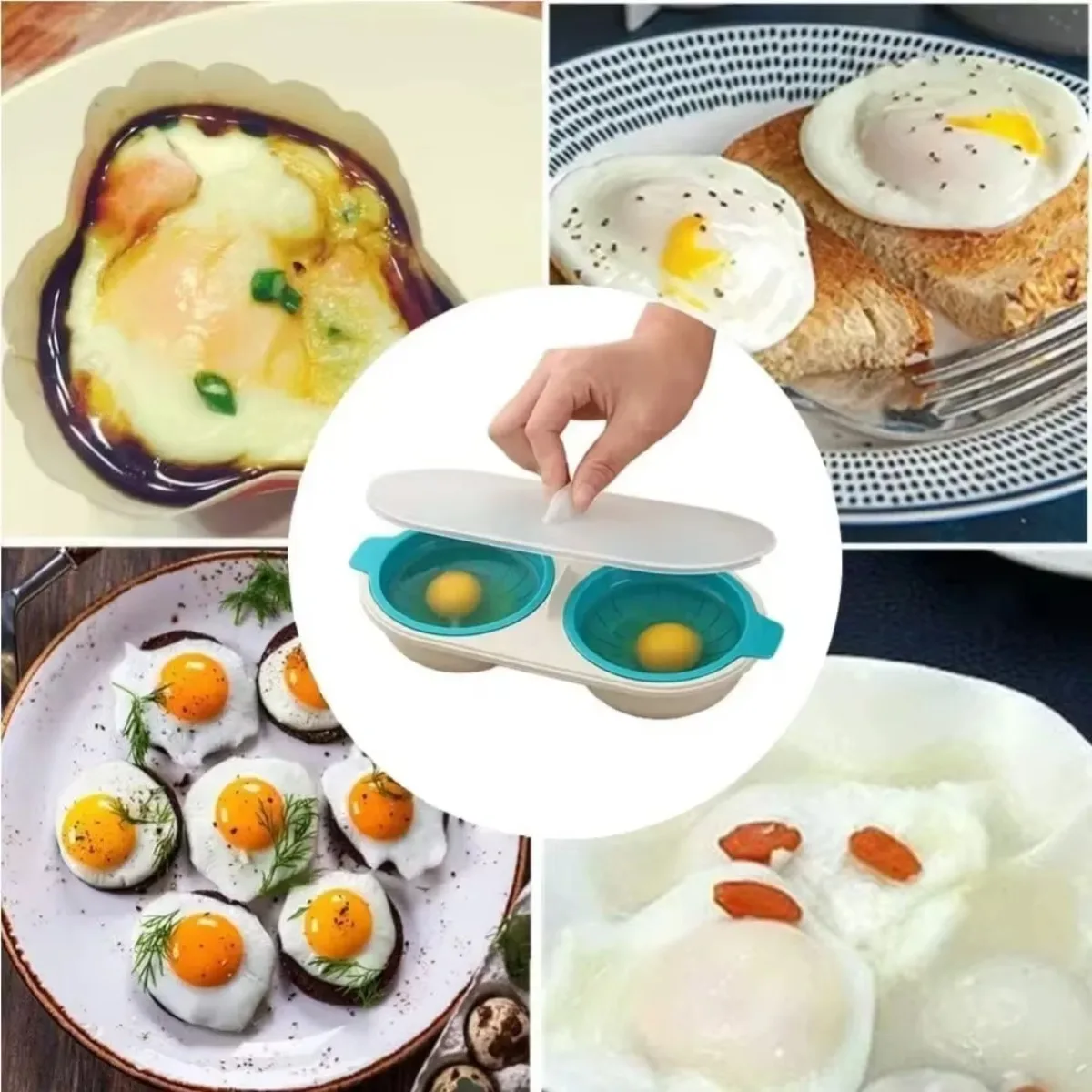 Microwave Egg Cooker 1PCS Double Cup Egg Boiler with Lid Non Stick Bottom Spring Mold Steamed Egg Maker Home Kitchen Tools view 5