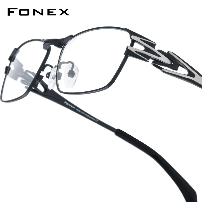 

FONEX Pure Titanium Glasses Frame Men New Brand Design Square Ultralight High Quality Eyeglasses Japanese Full-Rim Eyewear 85764