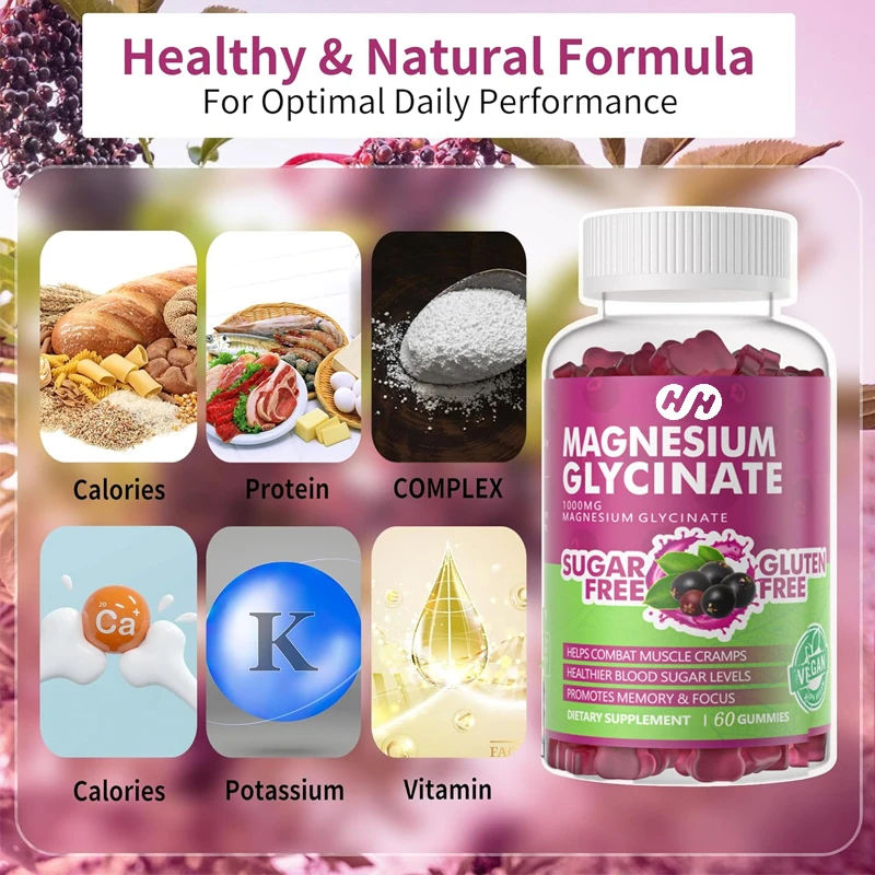 Sugar Free Magnesium Potassium Supplement Contains Vitamin D, B6, and Coenzyme Q10-60 High Absorption Elderberry Gummies