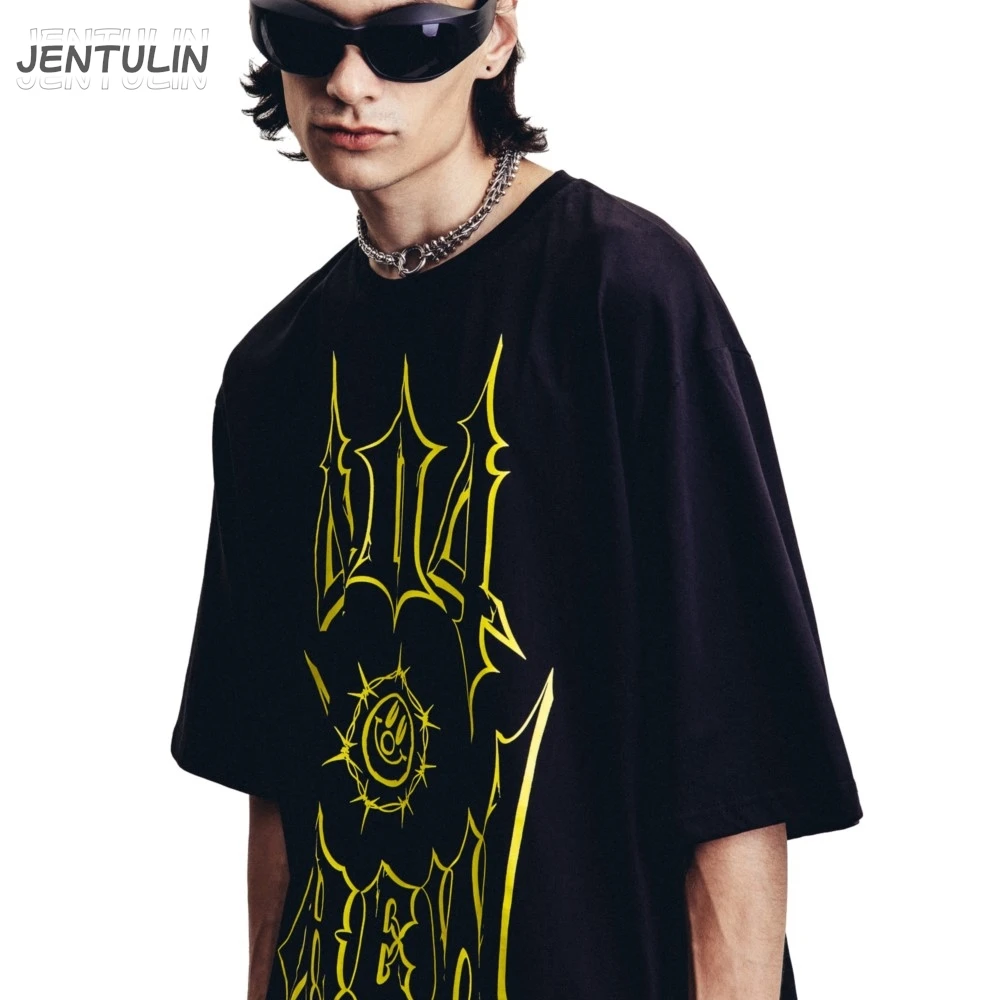 Hip Hop Streetwear Men Tshirt Oversized Short Sleeve 404 crew Graphic Print Y2k Tops Tee Harajuku Goth Aesthetic Clothing Cotton
