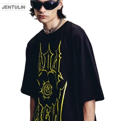Hip Hop Streetwear Men Tshirt Oversized Short Sleeve 404 crew Graphic Print Y2k Tops Tee Harajuku Goth Aesthetic Clothing Cotton