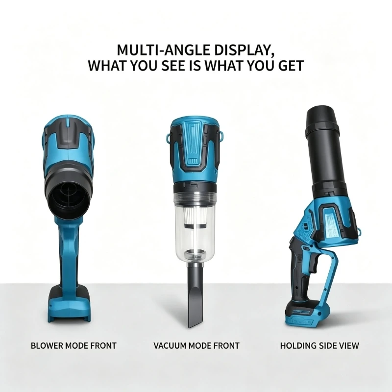 Blower Vacuum Bare Tool with 21V Motor, 6 Output Levels, and Integrated Grip for Yard Debris, Vehicle Interiors, high quality