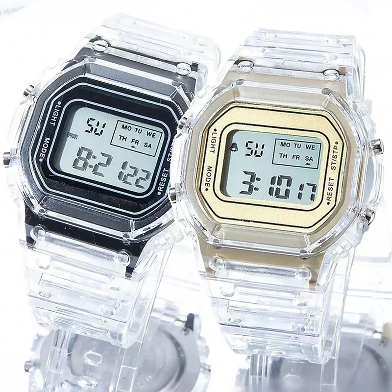 Transparent Digital Watch Square Women Watches Sports Electronic Wrist Clock Watch Reloj Mujer Clocks Wristwatch Dropshipping