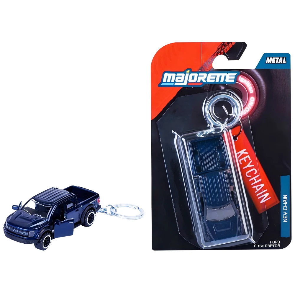 Majorette Diecast Automodel Sleutelhanger – Ford Raptor/Mustang Dark Horse/Toyota Hilux Revo Rood&Wit Voertuig Sleutelhanger