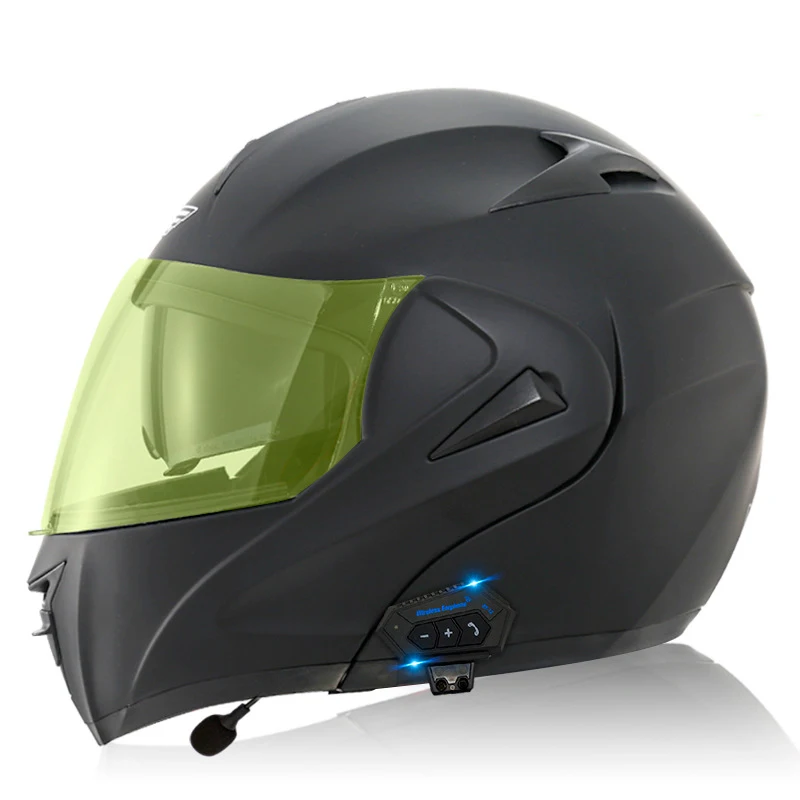 

Blue tooth certified wireless sub-night light-enhancing mirror motorcycle half face helmets half face helmet for motorcycle