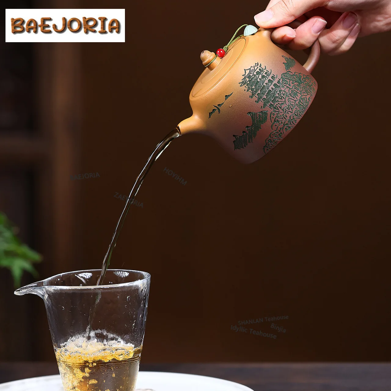 BAEJORIA 230ml Vintage Yixing Purple Clay Teapots Handmade Well Fence Pot Raw Ore Purple Mud Kettle Zisha Tea Set Drinkware