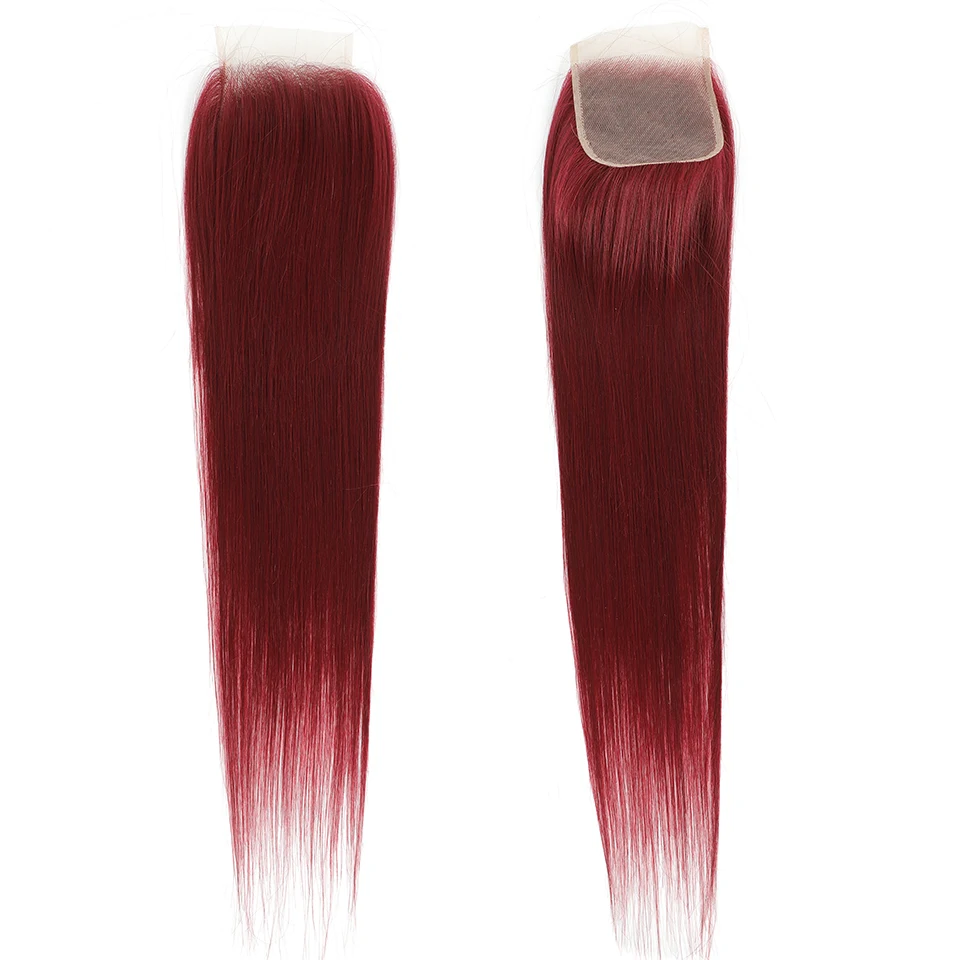 브라질 99J 4x4 스트레이트 헤어 클로저, 4x4 레이스 클로저, 아기 헤어 포함, 22 인치 레이스 클로저