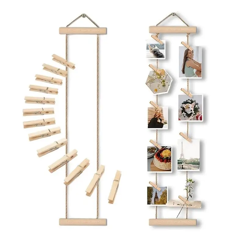 New New Wooden Hanging Photo Clips Decorative Double-Sided Wall Photo Holders DIY Assembly Picture Frame Display Board Home - Aliexpress Deal