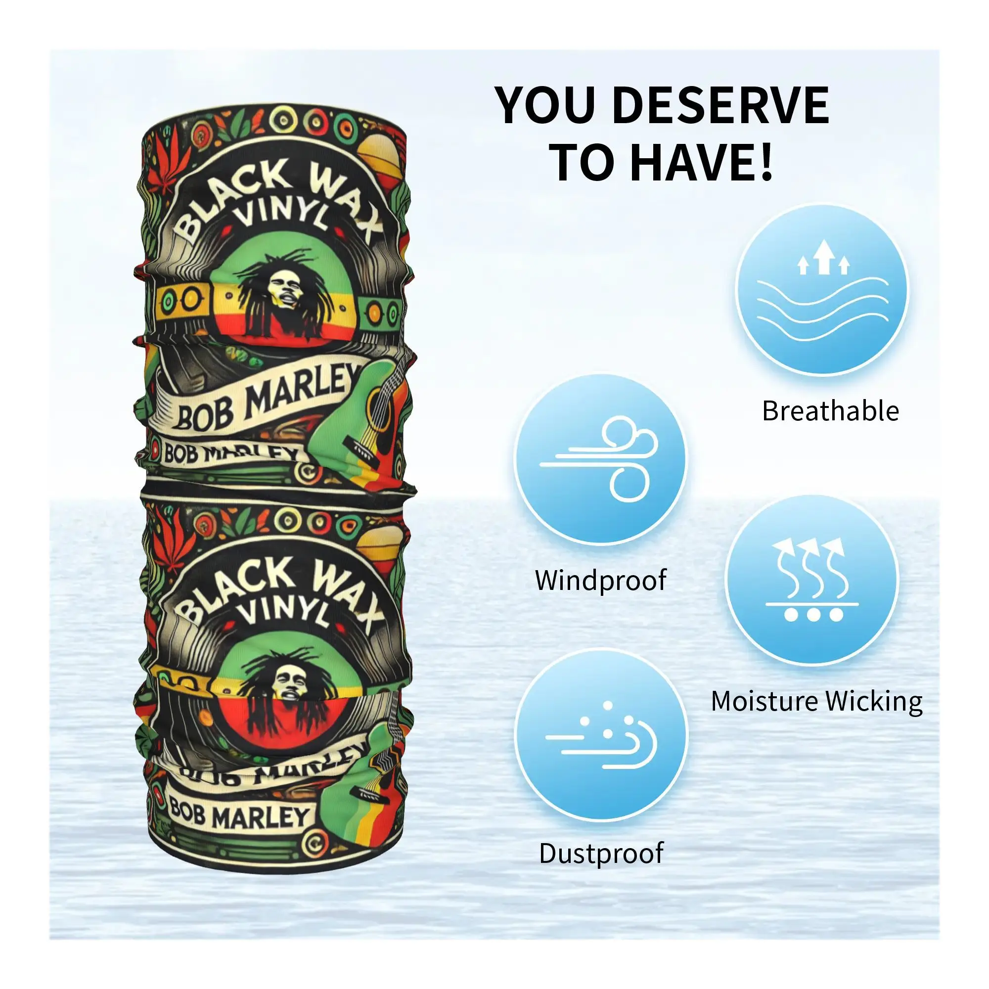 Bob Marley Reggae Bandana cubierta para el cuello bufanda envolvente estampada bufanda cálida para ciclismo deportes al aire libre Unisex adulto lavable