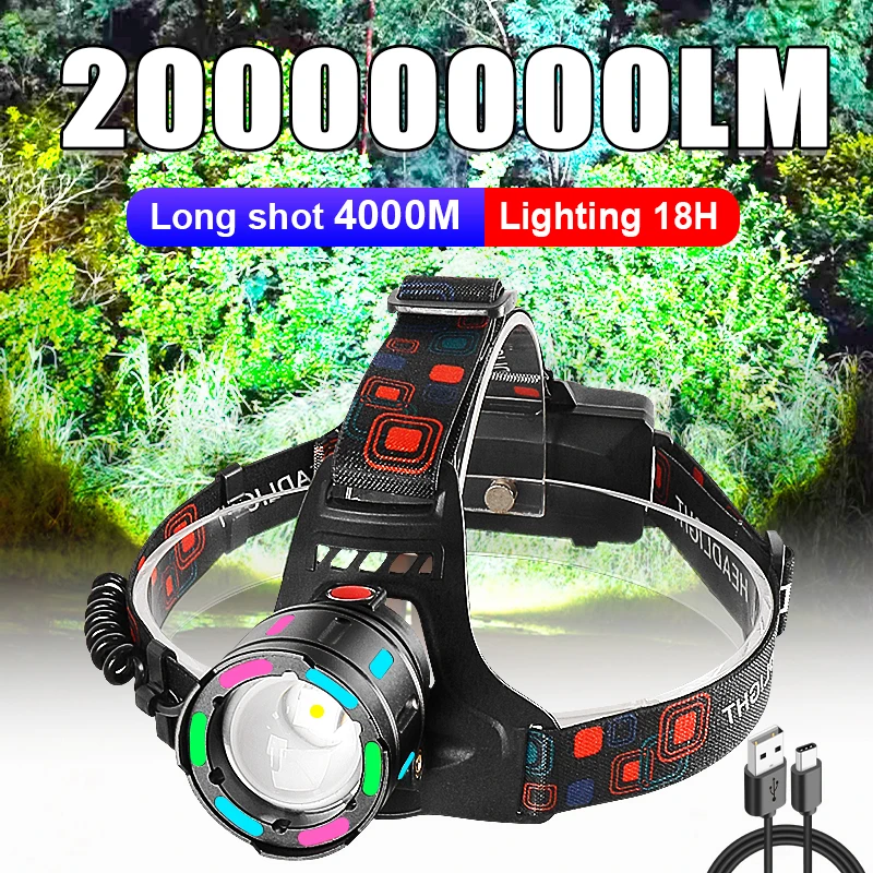 【セール中】20000000LM 最も強力なヘッドランプ釣りヘッドトーチ充電式 LED フロントランプ蛍光灯屋外キャンプライト
