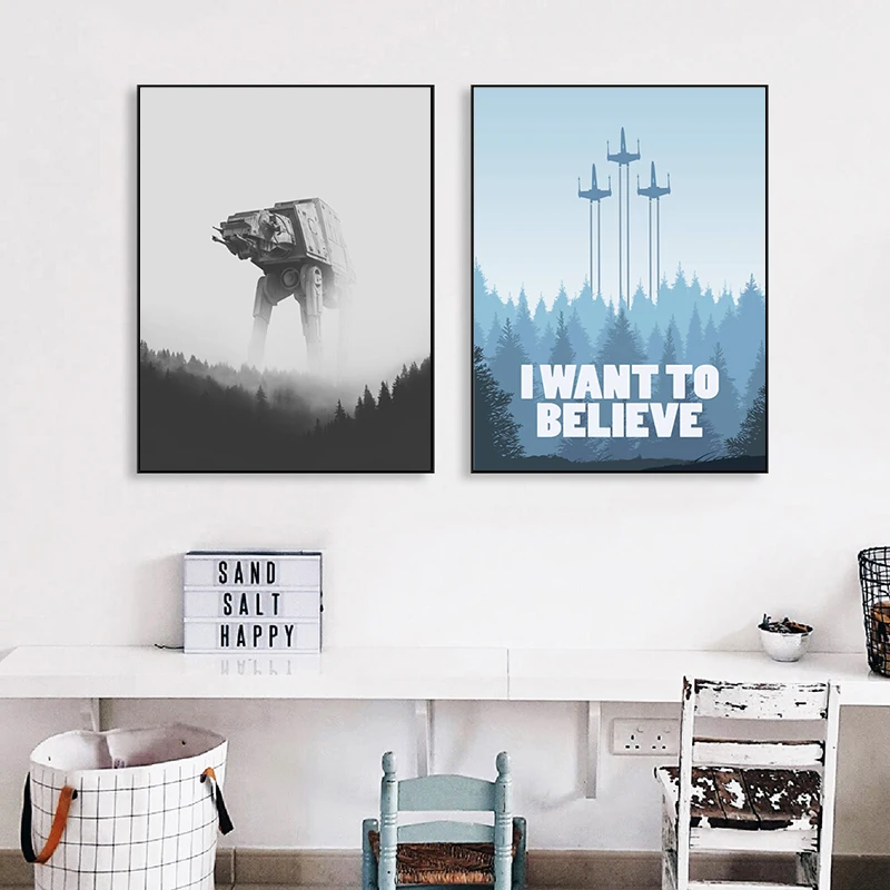 Impresiones Artísticas de Jedi, Yoda y Extraterrestres, Pósters de Películas de Ciencia Ficción, Quiero Creer, Guerras Espaciales, El Ascenso de Skywalker, Pintura en Lienzo, Decoración del Hogar
