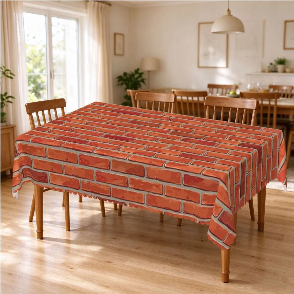 Red Brick Wall Tablecloth Restaurant Kitchen Rectangular Tablecloth Festival Decorations Tablecloth Outdoor Dining Table Cover