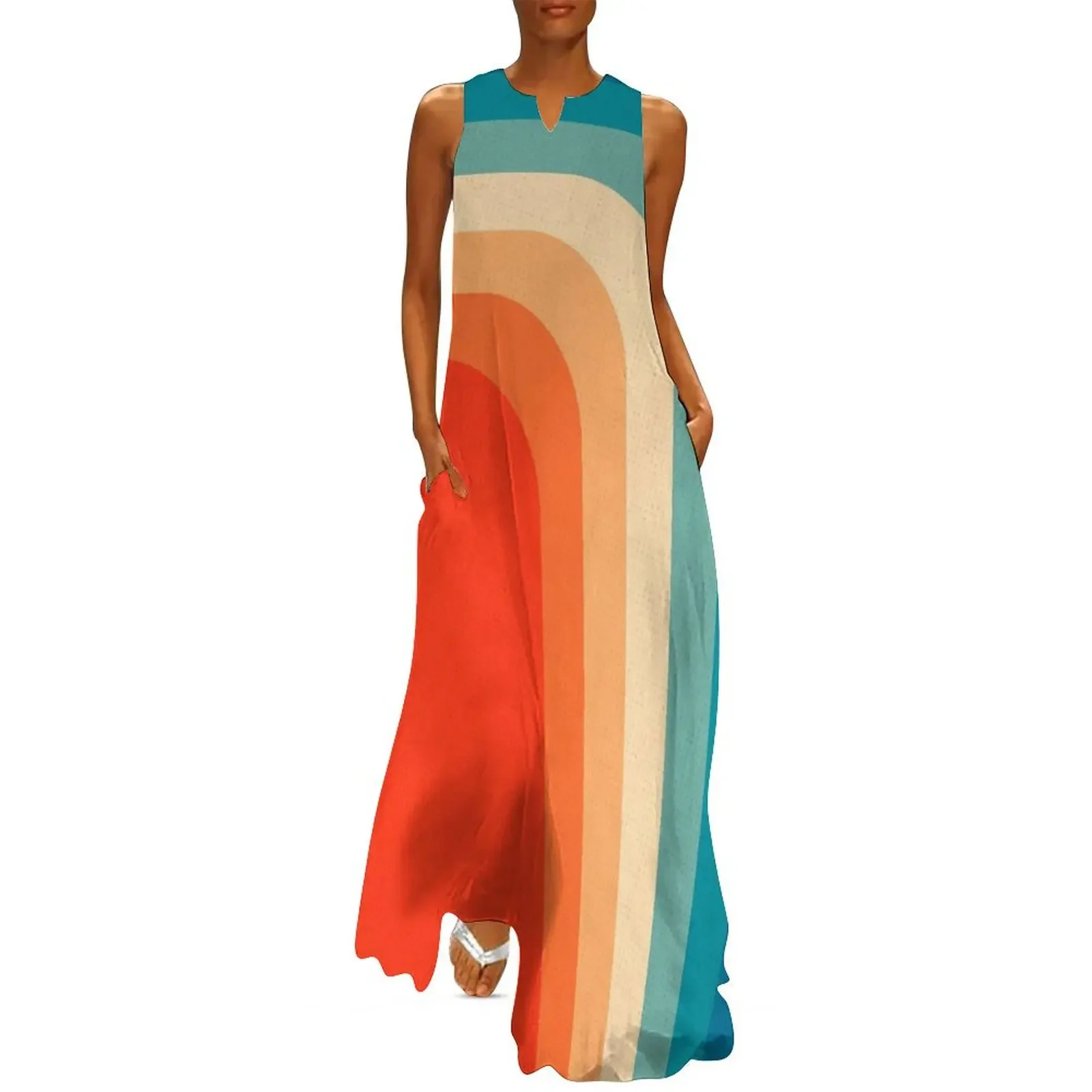 

Retro 70s Color Palette III Long Dress bandage dress elegant women's sets women evening dress elegant dresses plus sizes