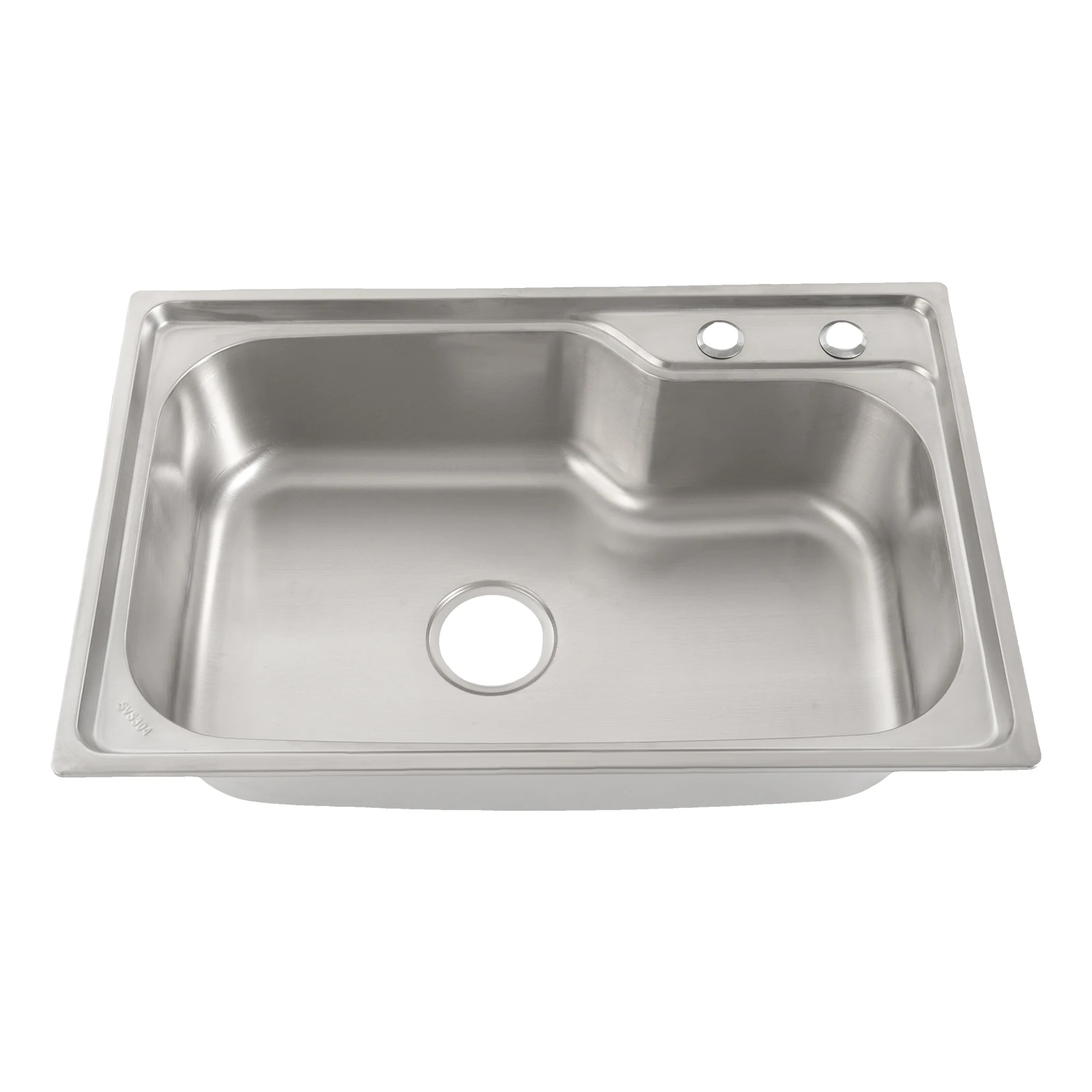 Stainless Steel Kitchen Sink with Foldable Faucet, Raised Edges, Anti-Condensation Layer, Drainer, Water Pipes, Bracket