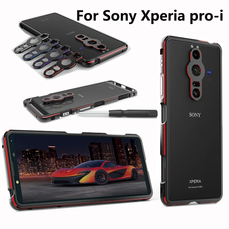 Bumper for Sony Xperia Pro-I Ultra Thin aluminum Metal Frame Case for Sony Xperia Pro I XQ BE62 Cover with Camera Lens Protector