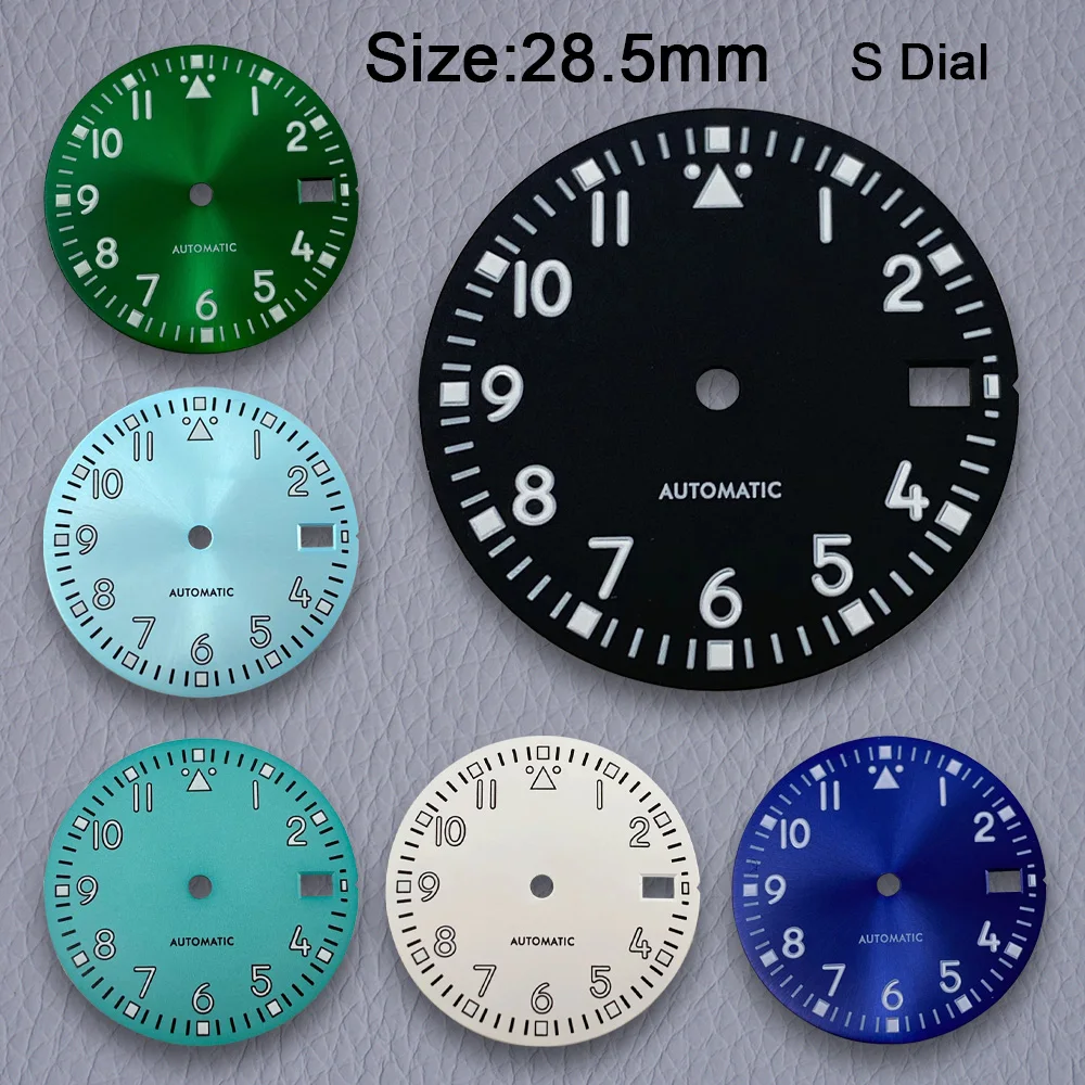 

Циферблат с логотипом S, 28,5 мм, зеленый, светящийся, подходит для механизма NH35/NH36, высококачественные аксессуары для модификации NH35.