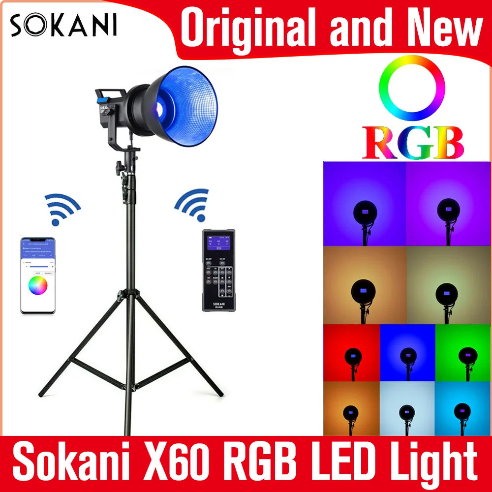 Sokani X60 RGB LED Video Light Studio Lighting 5600K Professional Studio Strobe Flash Lamp For Camera Video/Photo X60 V2 RGB