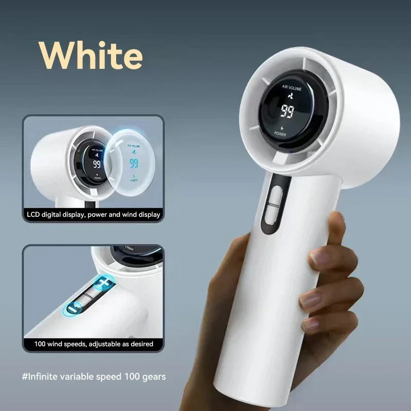 Lenovo 100 Speed Handventilator, USB-Aufladung, tragbarer Mini-Outdoor-Ventilator, leistungsstarker Turbo-Ventilator mit Eissensor, Hurricane Cannon für Zuhause und Büro