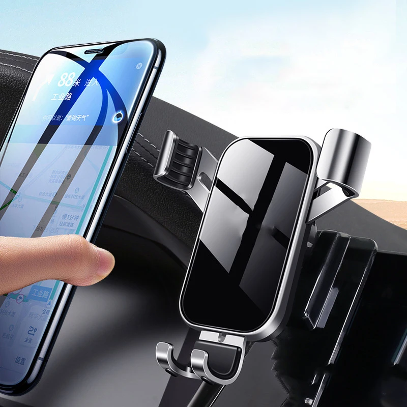 Universal Gravity Car Phone Holder Air Vent Hook Telescopic Car Phone Mount 360-Degree Air Outlet Smartphone Cell Support GPS