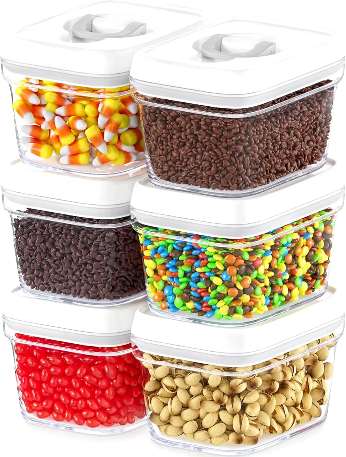 

Airtight Food Storage Containers with Lids – 6-Piece Set, Clear BPA-Free Plastic for Spices, Candy, Nuts, Coffee & Tea