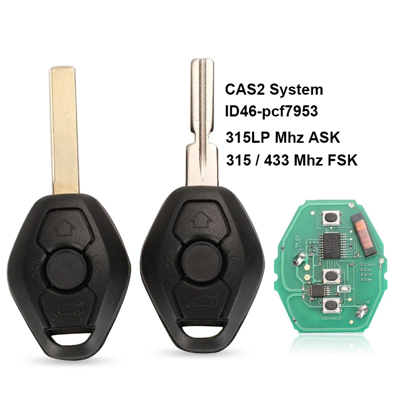 jingyuqin 10pcs CAS2 System Car Remote Key Fob for BMW 3/5 / 7 Series 315/433/868 MHz with ID46-7945/7953 Chip HU92/HU58 Blade