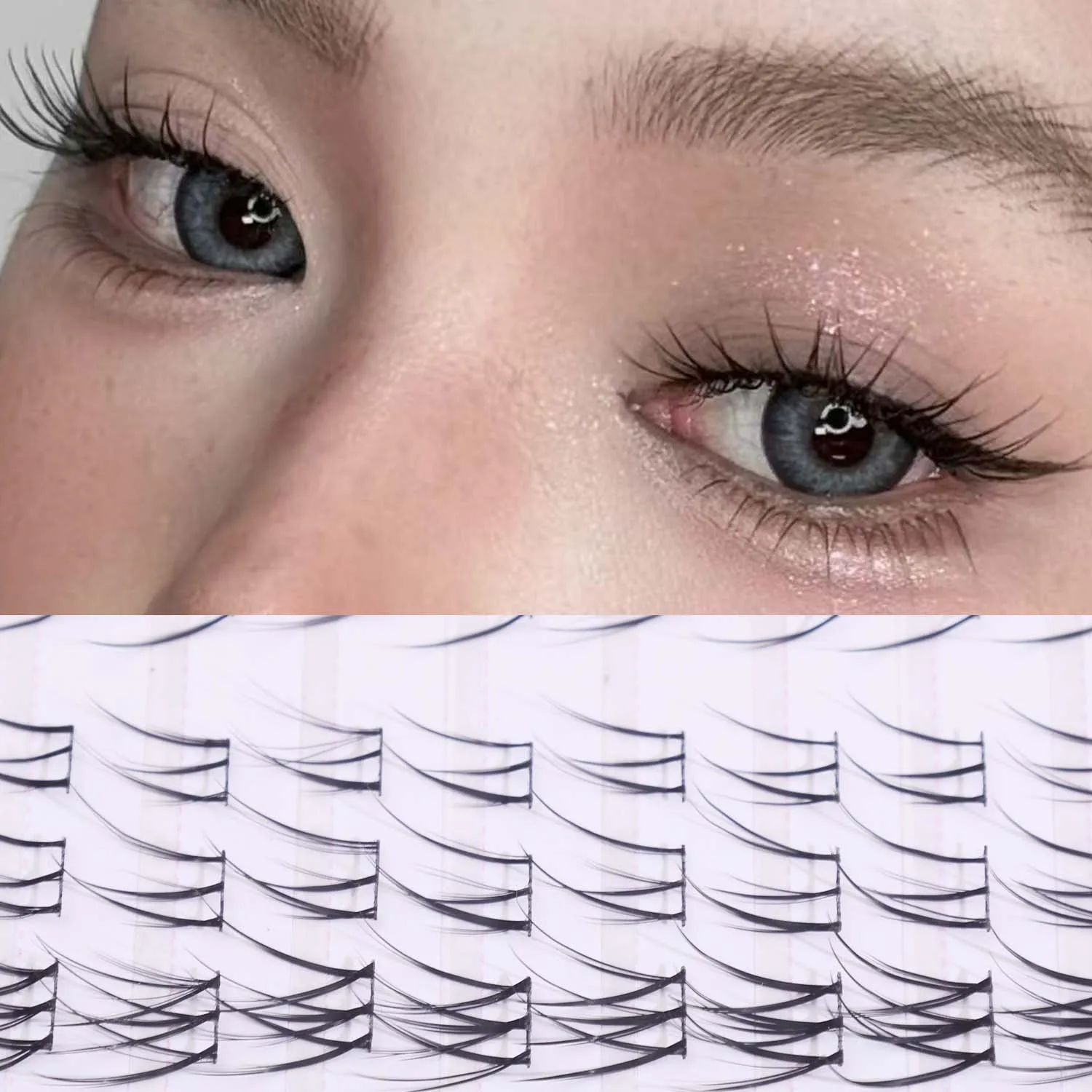 Bande dessinée Magnolia irrégulière côté volant faux cils 3D individuel grappe cils grande capacité Extension de cils beauté