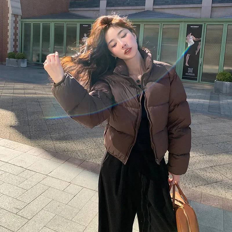 

Winter New Parkas Women Short Down Cotton Jacket Korean Fashion Stand-Up Collar Casual Loose Thick Warm Padded Coat Female B1293