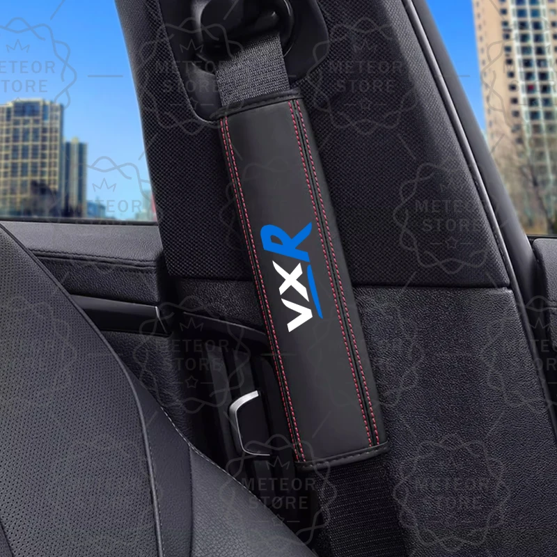 2pcs Car Styling VXR Emblem Leather Seat Belt Cover For Opel Vauxhall OPC Line Corsa D E Zafira B Insignia Astra H Accessories