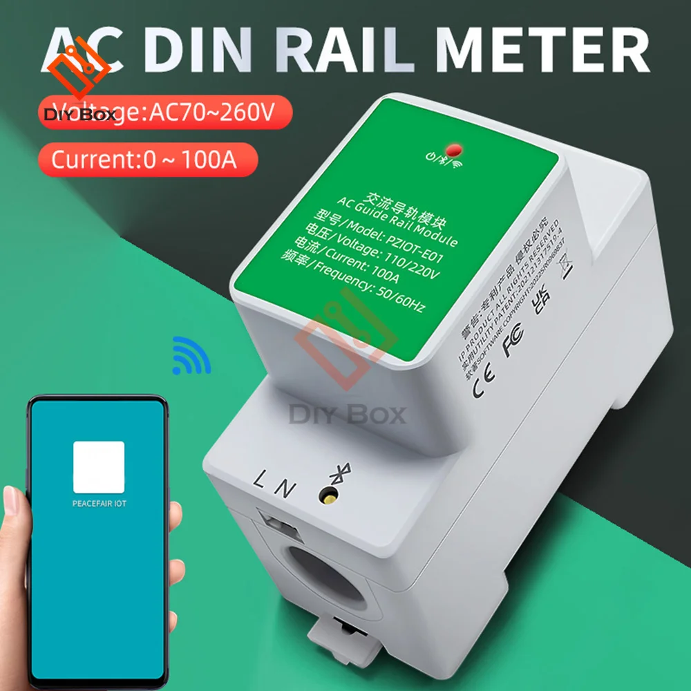 AC Single Phase Din Rail WIFI Power Meter Energy Wattmeter Electric Consumption Meter Work With Tuya 110V 220V 50/60Hz